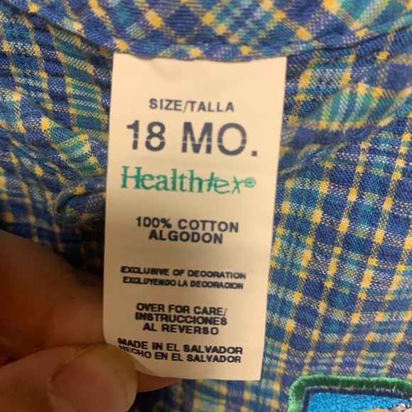 Healthtex Blue and Yellow Checkered Romper - Picture 3 of 4